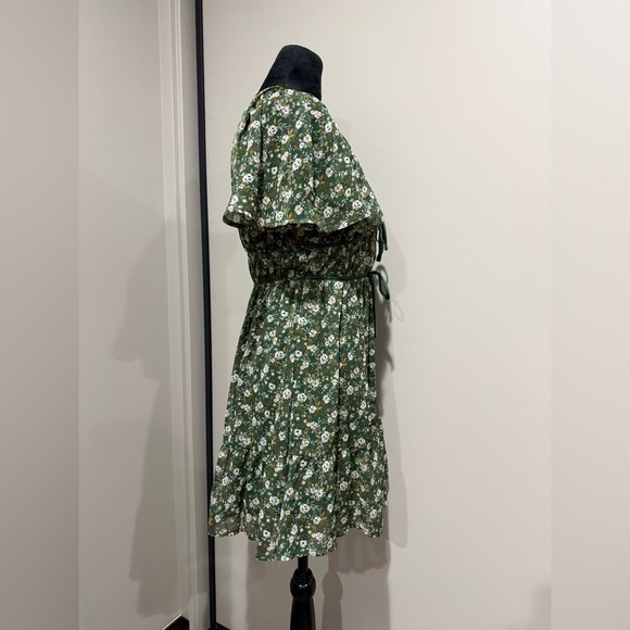 Blu Pepper Olive Floral Tie-Front Mini Dress - Picture 4 of 7